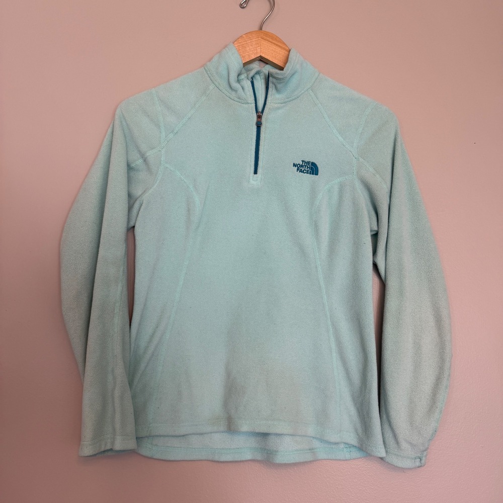 The North Face‎ Womens TKA 100 1/4 Zip Fleece Pullover Mint Green XS Slim Fit